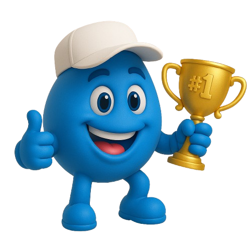 Vaughan paint mascot holding trophy for best painters in vaughan